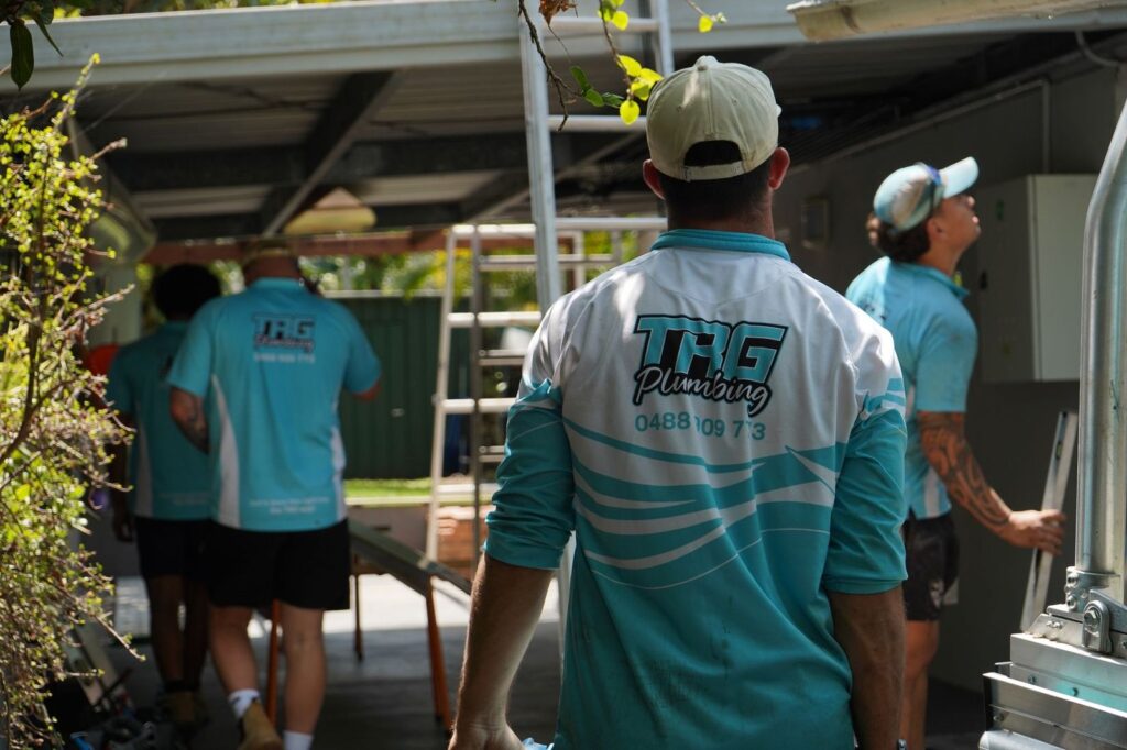 TRG Plumbing crew on site at a Brisbane property